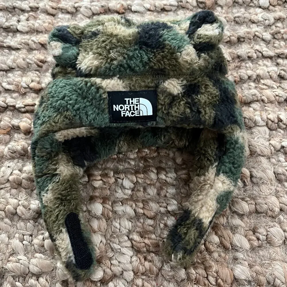 The North Face Baby Oso Fleece Bear Ear Hat Beanie Camo 0-6M NWOT Sherpa